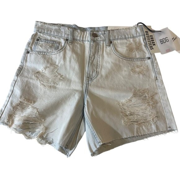 BDG Dropped Waist Destroy Light Wash Denim Shorts Size 26" Waist Urban Outfitter - Picture 1 of 9